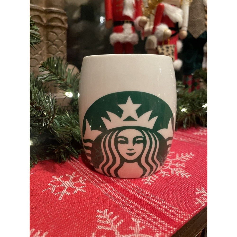 2010 Starbucks Ceramic Barrel Coffee Mug Cup / 14 oz Classic Mermaid Logo